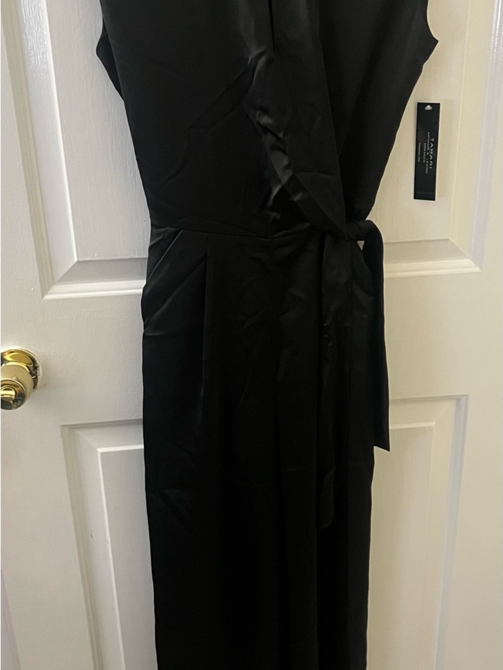TAHARI Black Sleeveless Side Tie Jumpsuit 2 NEW
